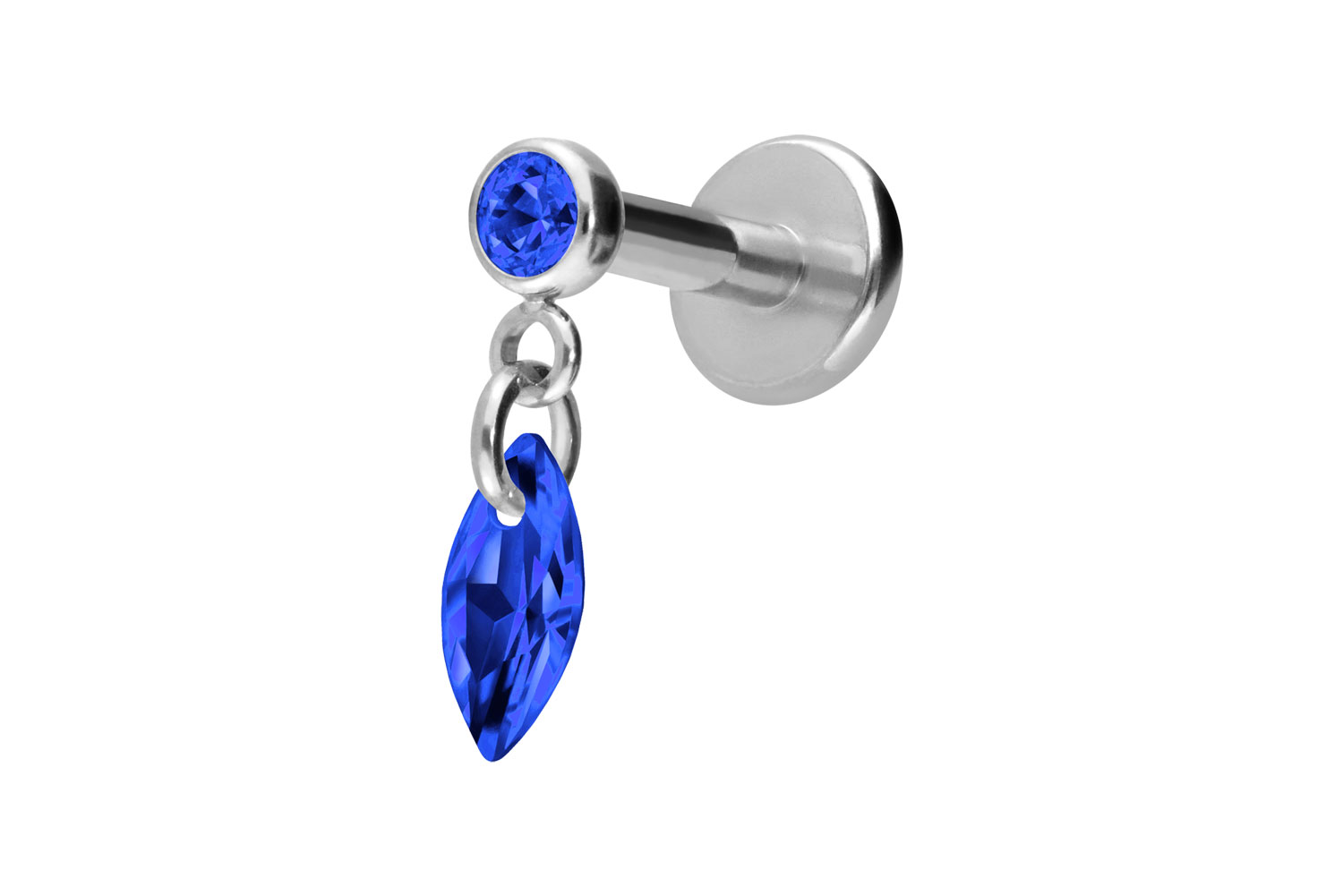 Titan Labret Piercing mit Innengewinde KRISTALLOVAL